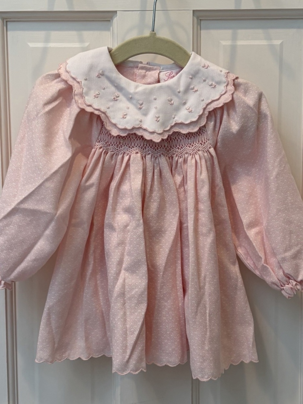 Sophie Dess Collections Paris Girls 12M Pink Smocked Peter Pan Collar Dress
